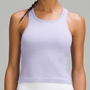 Lululemon Ebb to Street Cropped Racerback Tank Top - Lilac Smoke Ribbed Purple